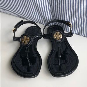 Tory Burch black logo sandals